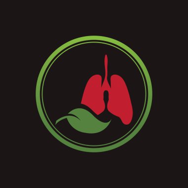 Siyah arkaplanda Yeşil Akciğerler vektör logo şablonu