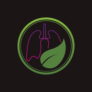 Siyah arkaplanda Yeşil Akciğerler vektör logo şablonu