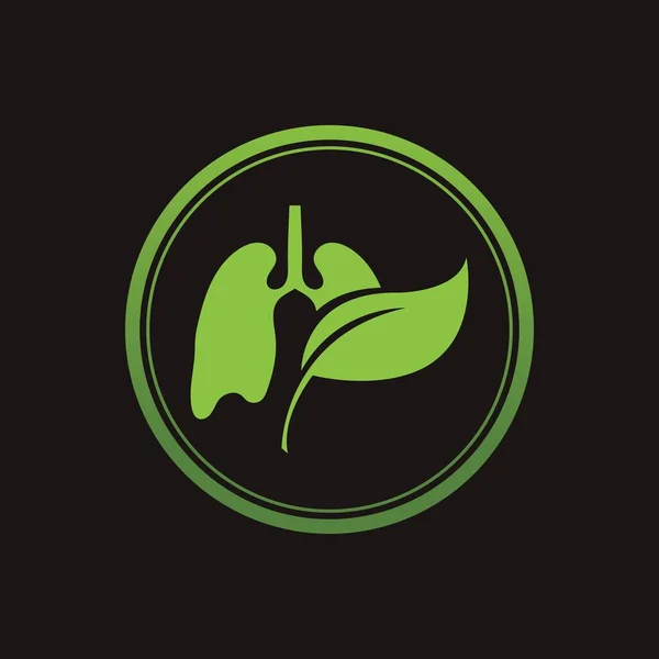 Siyah Arkaplanda Yeşil Akciğerler Vektör Logo Şablonu — Stok Vektör