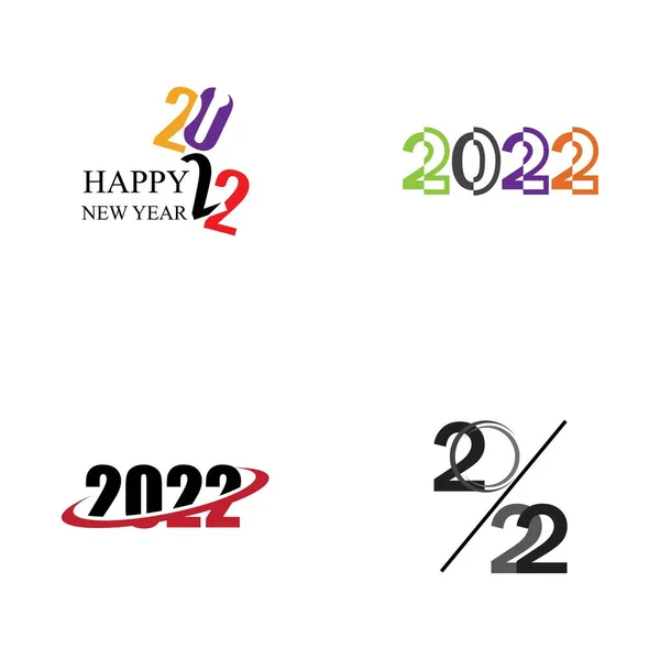 Happy New Year 2022 Vector Set Illustration Design Template — Stock Vector