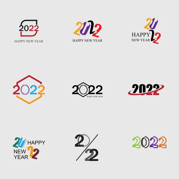 Set 2022 Happy New Year Logo Design Template — Vettoriale Stock