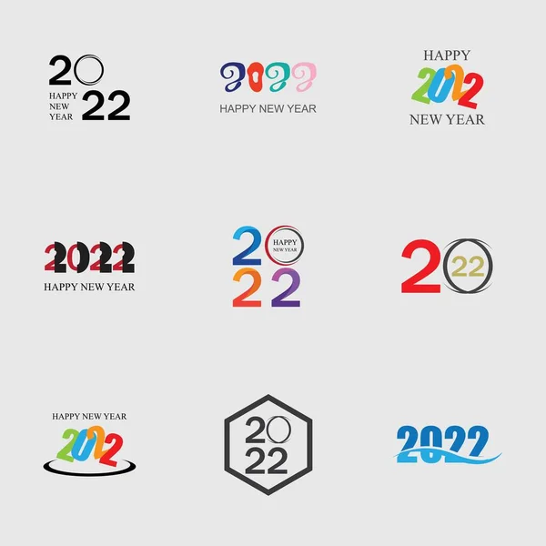 Set 2022 Happy New Year Logo Design Template — Vettoriale Stock