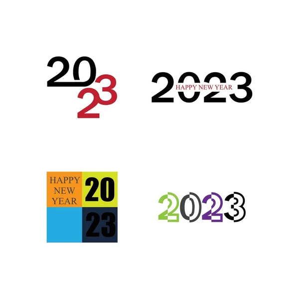 Happy New Year 2023 Vector Set Illustration Design Template — Stock Vector
