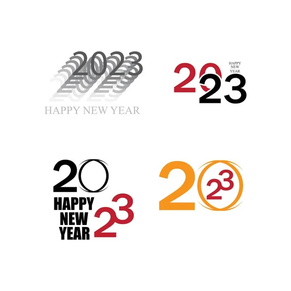 Happy New Year 2023 Vector Set Illustration Design Template — Vettoriale Stock