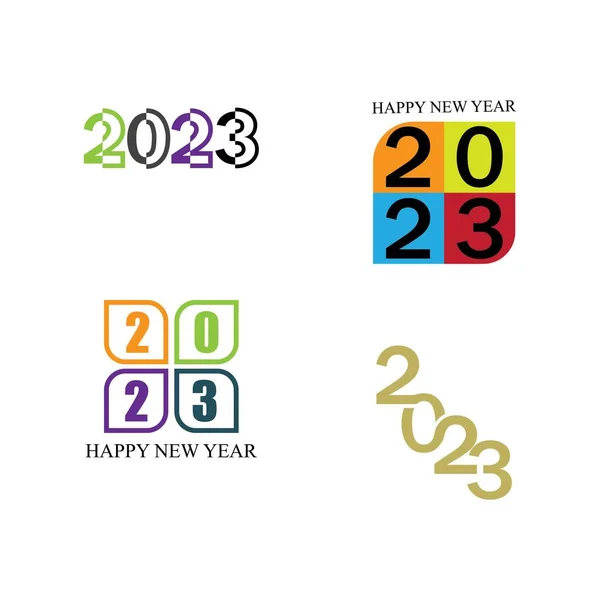Happy New Year 2023 Vector Set Illustration Design Template — 图库矢量图片