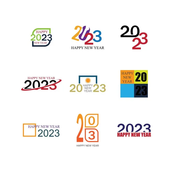 Set Happy New Year 2023 Vector Illustration Design Template — 图库矢量图片
