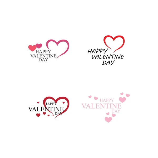 Set Valentines Day Design Sign Vector Illustration Template — Vetor de Stock