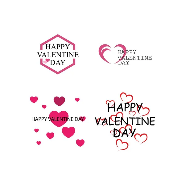 Set Valentines Day Design Sign Vector Illustration Template —  Vetores de Stock