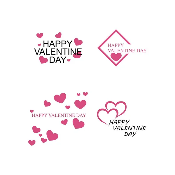 Set Valentines Day Design Sign Vector Illustration Template — Stockvektor