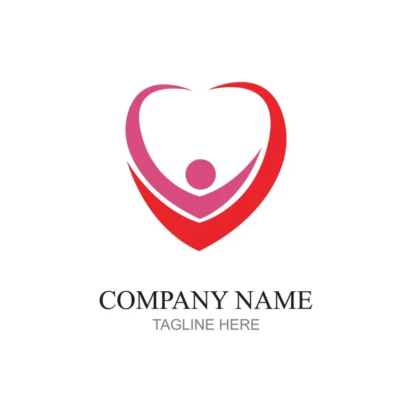 Logo Cœur Conception Des Personnes Concept Vectoriel Charité Soutien Illustration — Image vectorielle