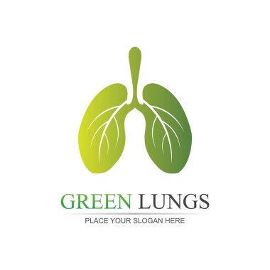Yeşil Ciğerler vektör logo çizim şablonu, yapraklı bu logo.