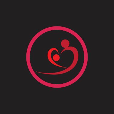 insanlar ve logo illüstrasyon tasarım şablonu siyah arkaplan