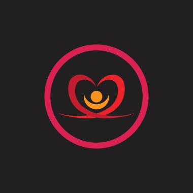 insanlar ve logo illüstrasyon tasarım şablonu siyah arkaplan