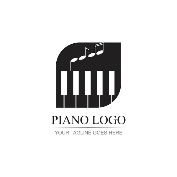 Piano Logo Vector Illustration Design Template — Stock Vector