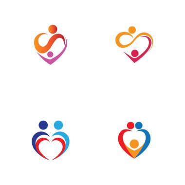Kalp logosu seti ve insanların tasarımı
