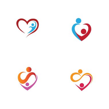 Kalp logosu seti ve insanların tasarımı