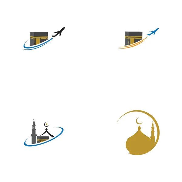 Set Von Hadsch Und Umrah Logo Illustration — Stockvektor