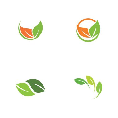 Yeşil yapraklı ekoloji doğa element ikonu logoları kümesi