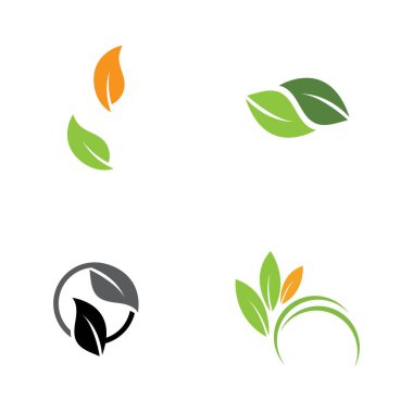 Yeşil yapraklı ekoloji doğa element ikonu logoları kümesi