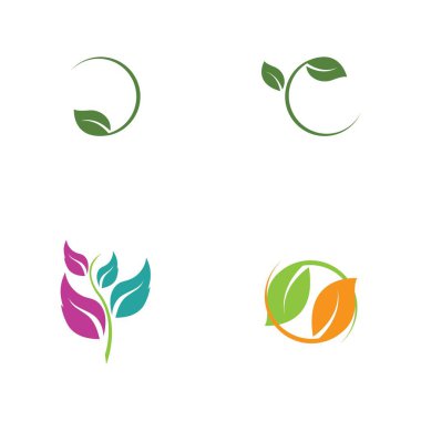 Yeşil yapraklı ekoloji doğa element ikonu logoları kümesi