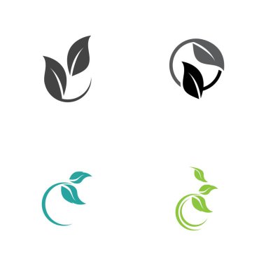 Yeşil yapraklı ekoloji doğa element ikonu logoları kümesi