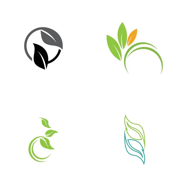 Conjunto Logotipos Verde Hoja Ecología Naturaleza Elemento Vector Icono — Vector de stock