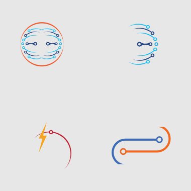 teknoloji logosu tasarım vektör seti