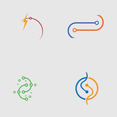 teknoloji logosu tasarım vektör seti