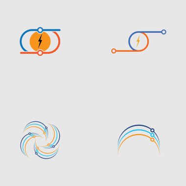 teknoloji logosu tasarım vektör seti