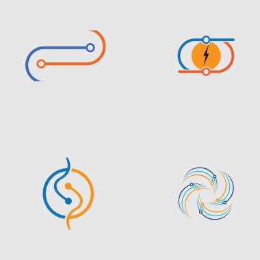 teknoloji logosu tasarım vektör seti