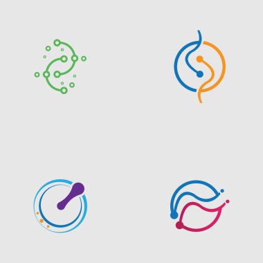 teknoloji logosu tasarım vektör seti