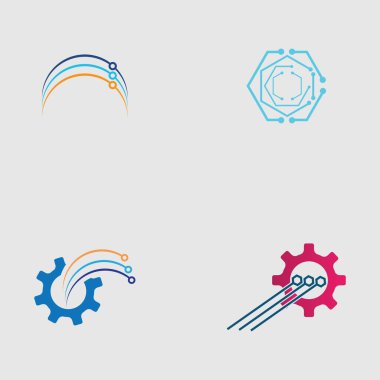 teknoloji logosu tasarım vektör seti