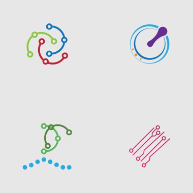 teknoloji logosu tasarım vektör seti