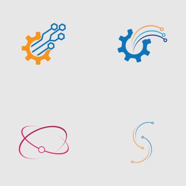 teknoloji logosu tasarım vektör seti