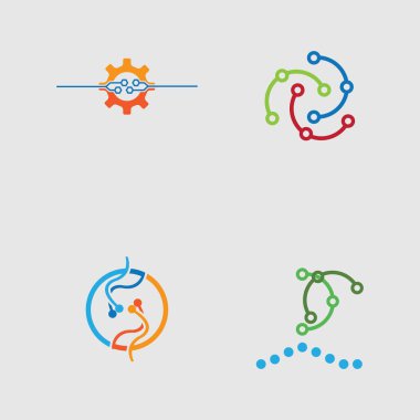 teknoloji logosu tasarım vektör seti