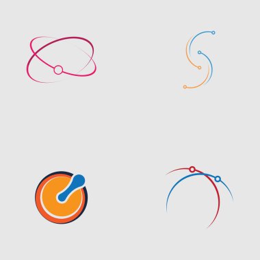 teknoloji logosu tasarım vektör seti