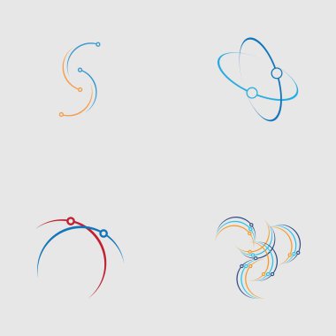 teknoloji logosu tasarım vektör seti