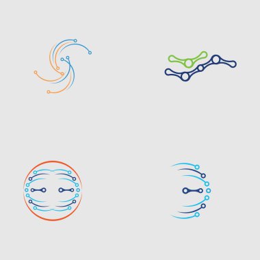 teknoloji logosu tasarım vektör seti