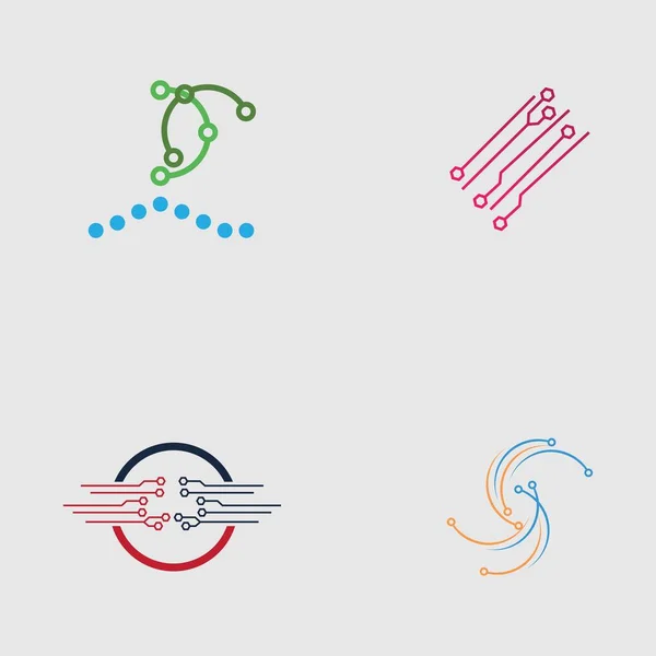 Teknoloji Logosu Tasarım Vektör Seti — Stok Vektör