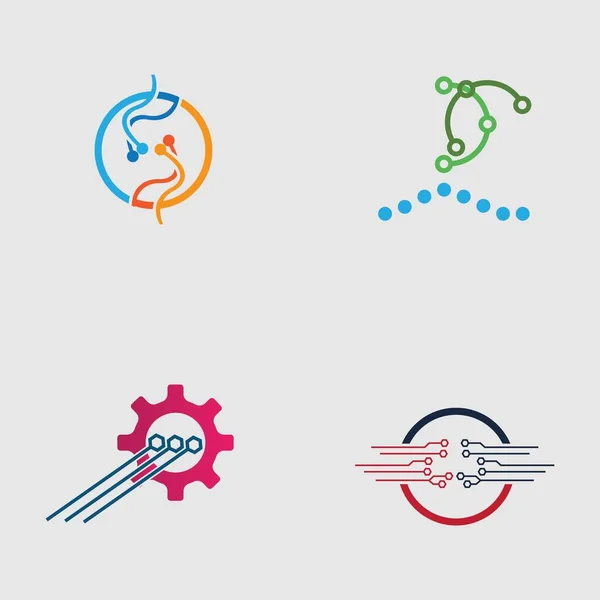 Teknoloji Logosu Tasarım Vektör Seti — Stok Vektör