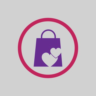 Gri arkaplandaki aşk dükkanı için illüstrasyon vektör logosu tasarımı