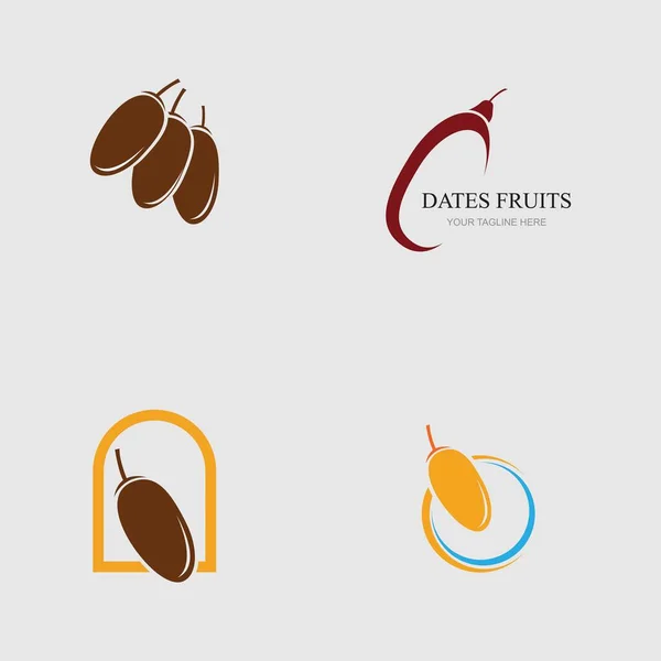 Vektorillustration Von Datteln Früchte Set Logo Design — Stockvektor