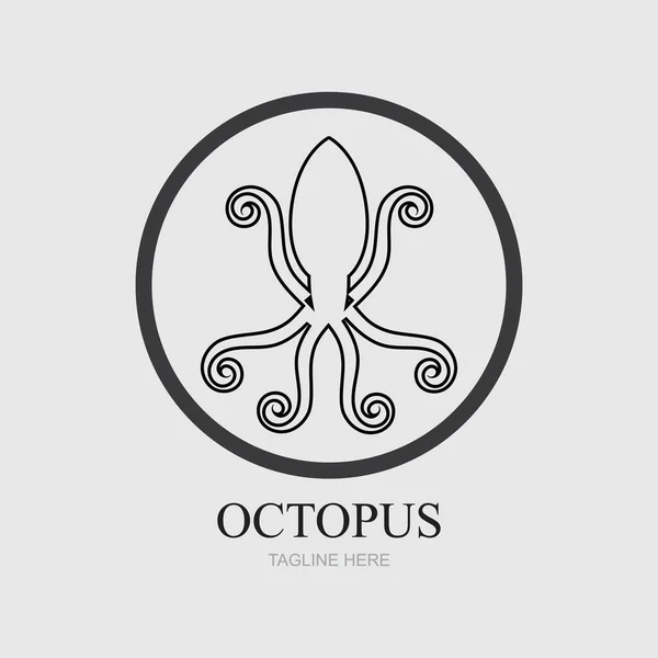 Templates Octopus Logos Gray Background — Stock Vector