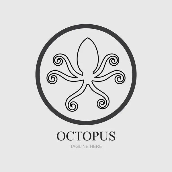 Templates Octopus Logos Gray Background — Stock Vector