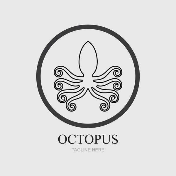 Templates Octopus Logos Gray Background — Stock Vector