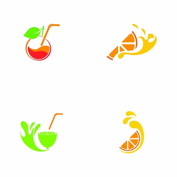 Jugo Fresco Logo Conjunto Imágenes Ilustración Diseño — Vector de stock