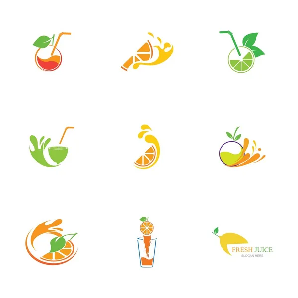 Taze Meyve Suyu Logosu Çizimi Seti — Stok Vektör
