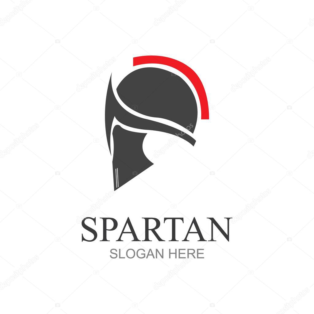 Spartan helmet logo template vector icon design