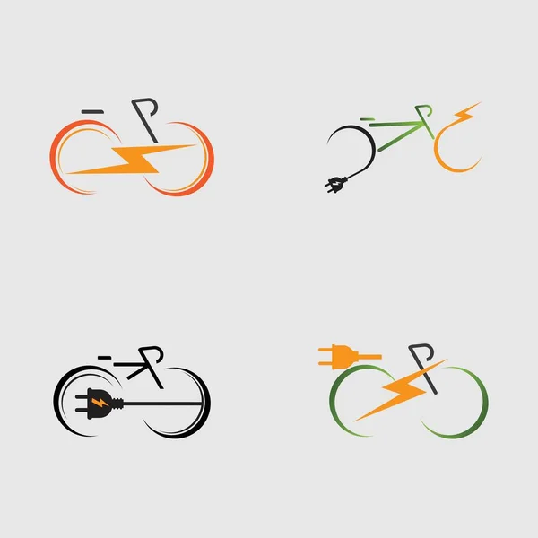 Illustration Vectorielle Logo Vélo Électrique Sur Fond Gris — Image vectorielle