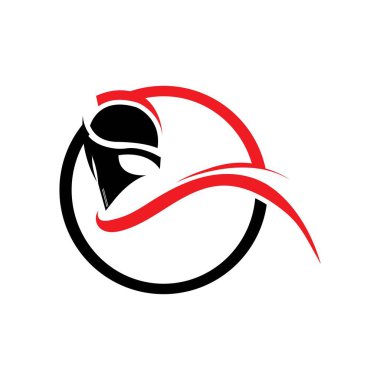 Spartalı savaşçı sembolü miğfer, arma. Spartalı miğfer logosu, Spartalı miğfer vektör çizimi, Spartalı gladyatör miğferi düz zırh ikonu